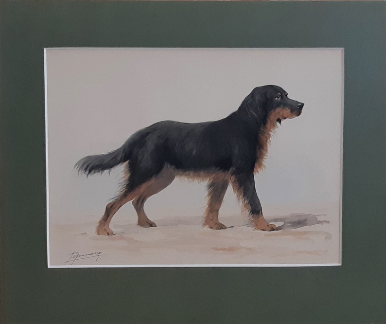 Hovawart German Working Breed Dog, Original Watercolour Painting Signed By The Artist image 9