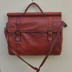 Sac messager porte-documents en cuir marron, porte-documents pour ordinateur portable, poignée supérieure et bandoulière, porte-documents Alamo work business A4+