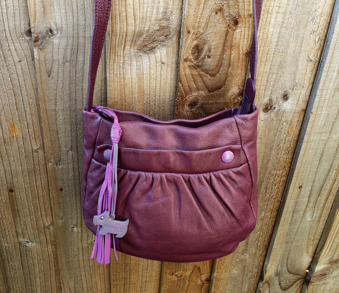 Radley purple leather cross body messenger bag soft leather Etsy