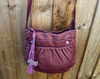 Porte-monnaie Radley London en cuir violet souple, sac besace Radley en cuir violet, cadeau pour elle, cadeau d'anniversaire