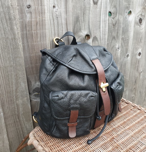 Furla black leather backpack, black and brown lea… - image 7