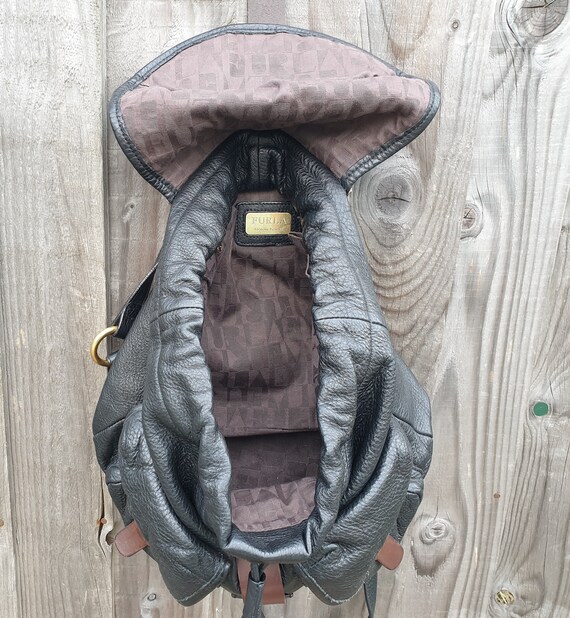 Furla black leather backpack, black and brown lea… - image 5