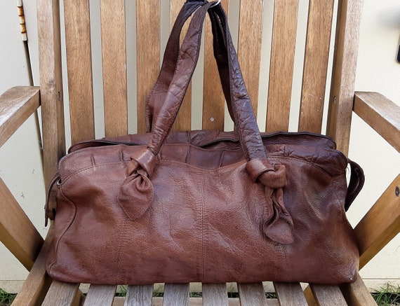 Slouchy brown leather hobo tote bag, soft leather