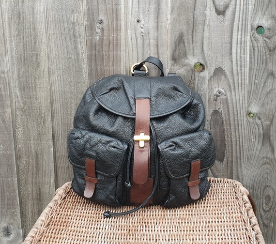 Furla black leather backpack, black and brown lea… - image 6