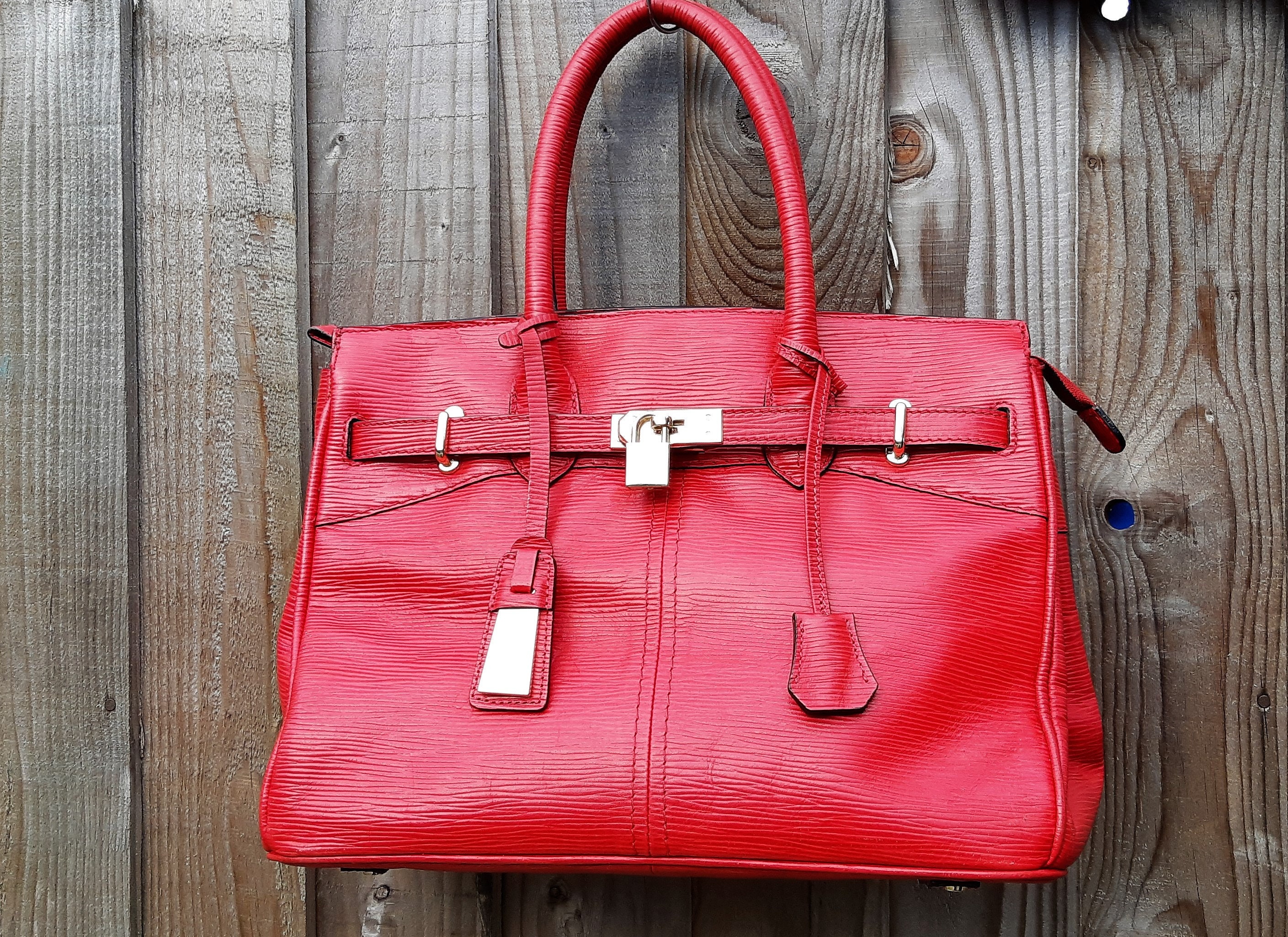 Birkin Style Red Leather Jasper Conran Purse Satchel Bag -  UK