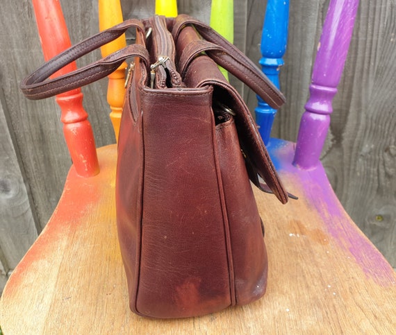 Moda Pelle Chestnut Brown Leather Satchel Bag, To… - image 7