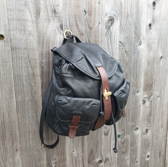 Furla black leather backpack, black and brown lea… - image 3
