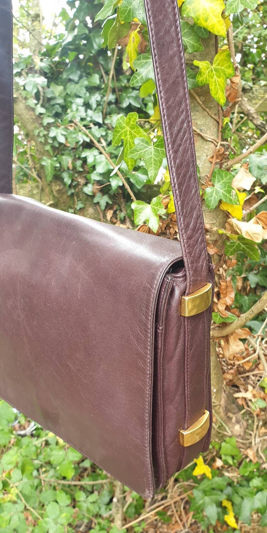 80s Oxblood Brown Leather Messenger Bag. John Lewis Soft 