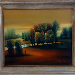English Impressionist Original Oil Landscape Painting In Its Original Frame, Tree Landscape, Anniversary Gift, Rural England, Wall Art