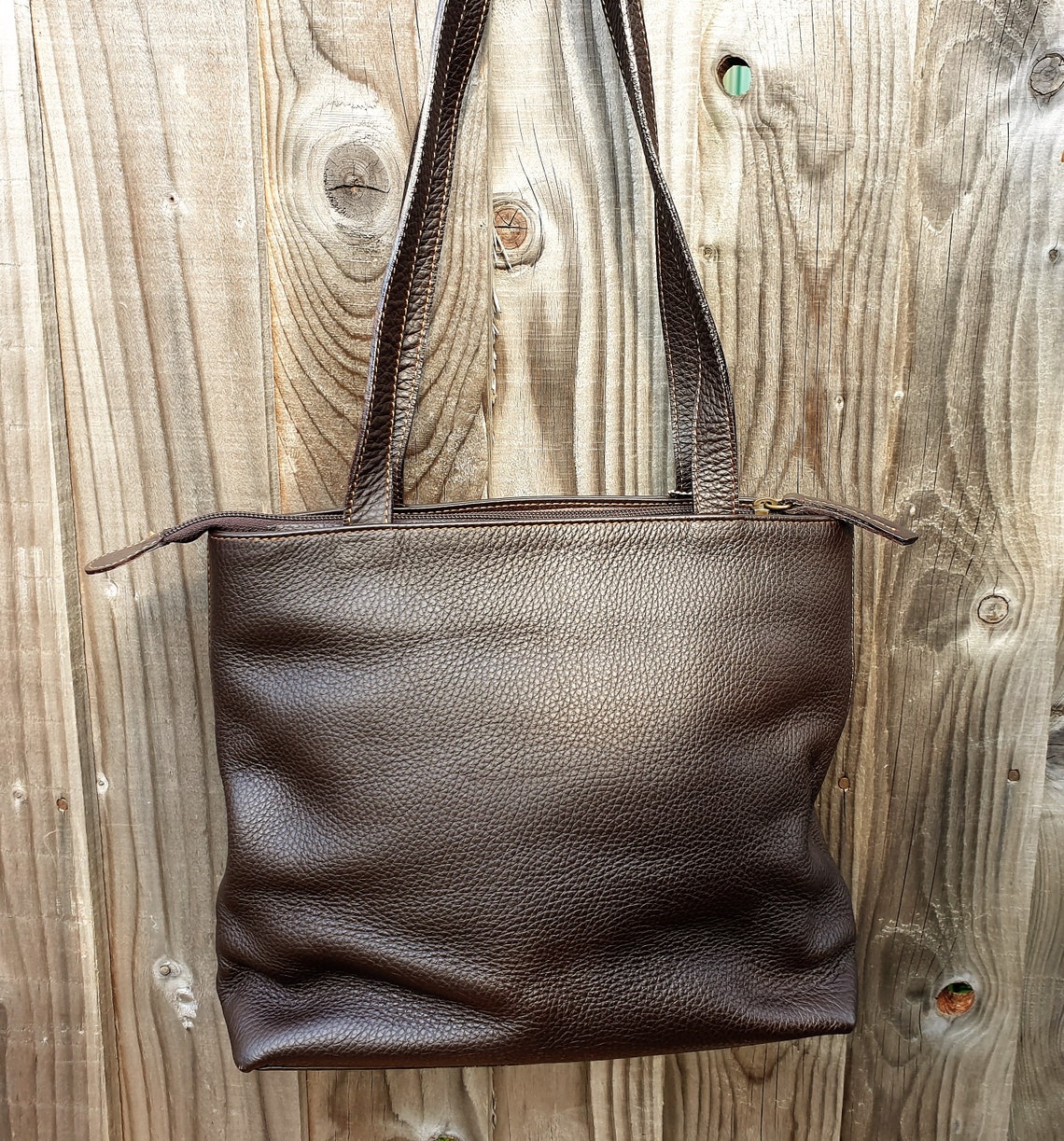 Vintage I Santi Milano Brown Leather Tote Shoulder Bag Dark - Etsy