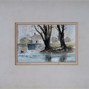 Dedham Mill Pond Watercolour Featuring Flatford Mill By Artist Alan Coleman (1920-1998)