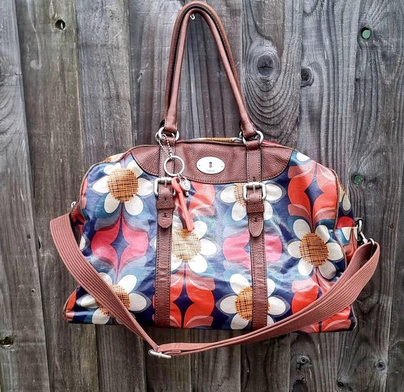 Fossil KeyPer Oilskin and leather Holdall, Weeken… - image 1