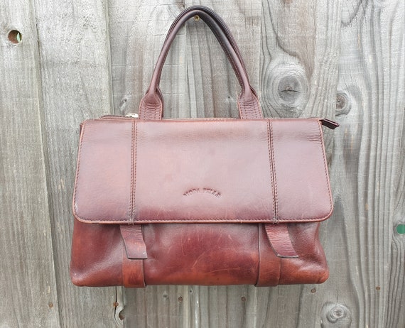 Moda Pelle Chestnut Brown Leather Satchel Bag, To… - image 1