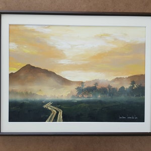 Kentaro Komichi Ka Original Painting, Japanese Mixed Media Landscape, Acrylic, Gouache, Japan Painting, Anniversary Gift, Wall Art