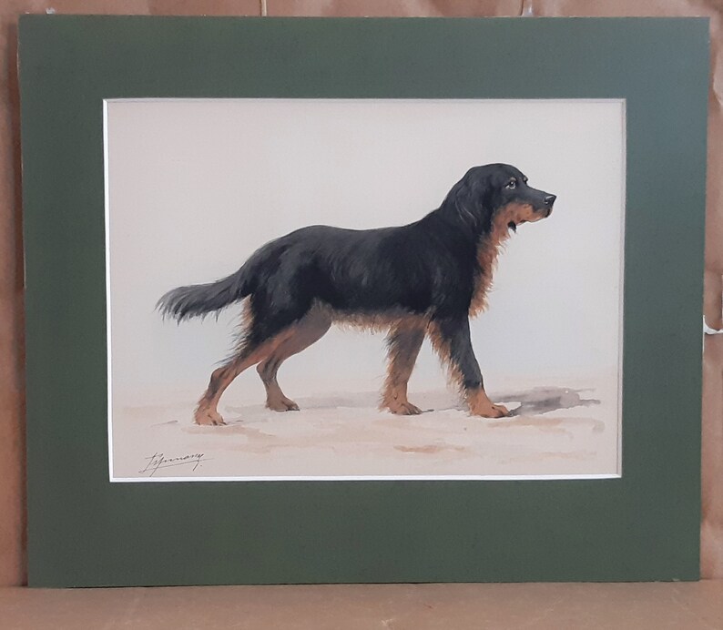 Hovawart German Working Breed Dog, Original Watercolour Painting Signed By The Artist image 6