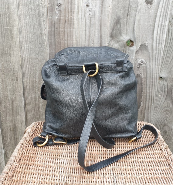 Furla black leather backpack, black and brown lea… - image 9