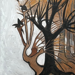 Dark Art, Ravens In An Abstract Woodland Fine Art, Abstract, Surreal Landscape Original Acrylic Painting, Mysterious Art, Raven fine Art