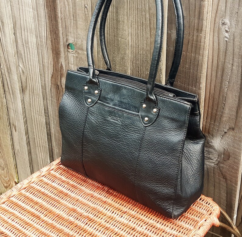 Osprey black leather tote shoulder bag Osprey London purse Etsy