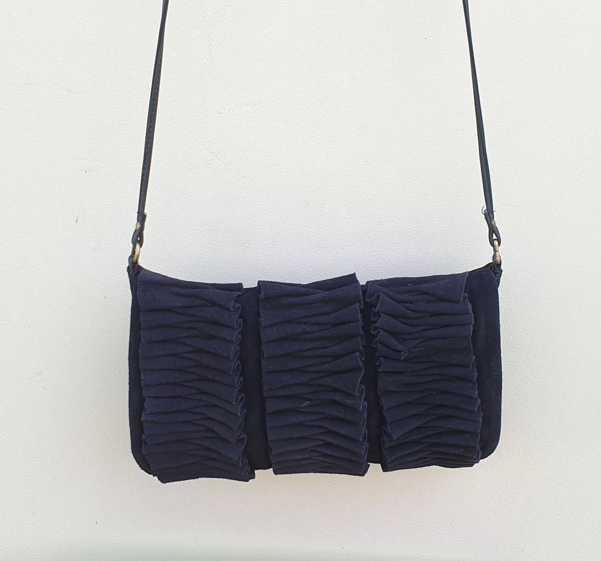 Sac à Main Topshop En Cuir Daim Noir - Style Clouté Avec Gland, Occasion Mais Plein De Caractère