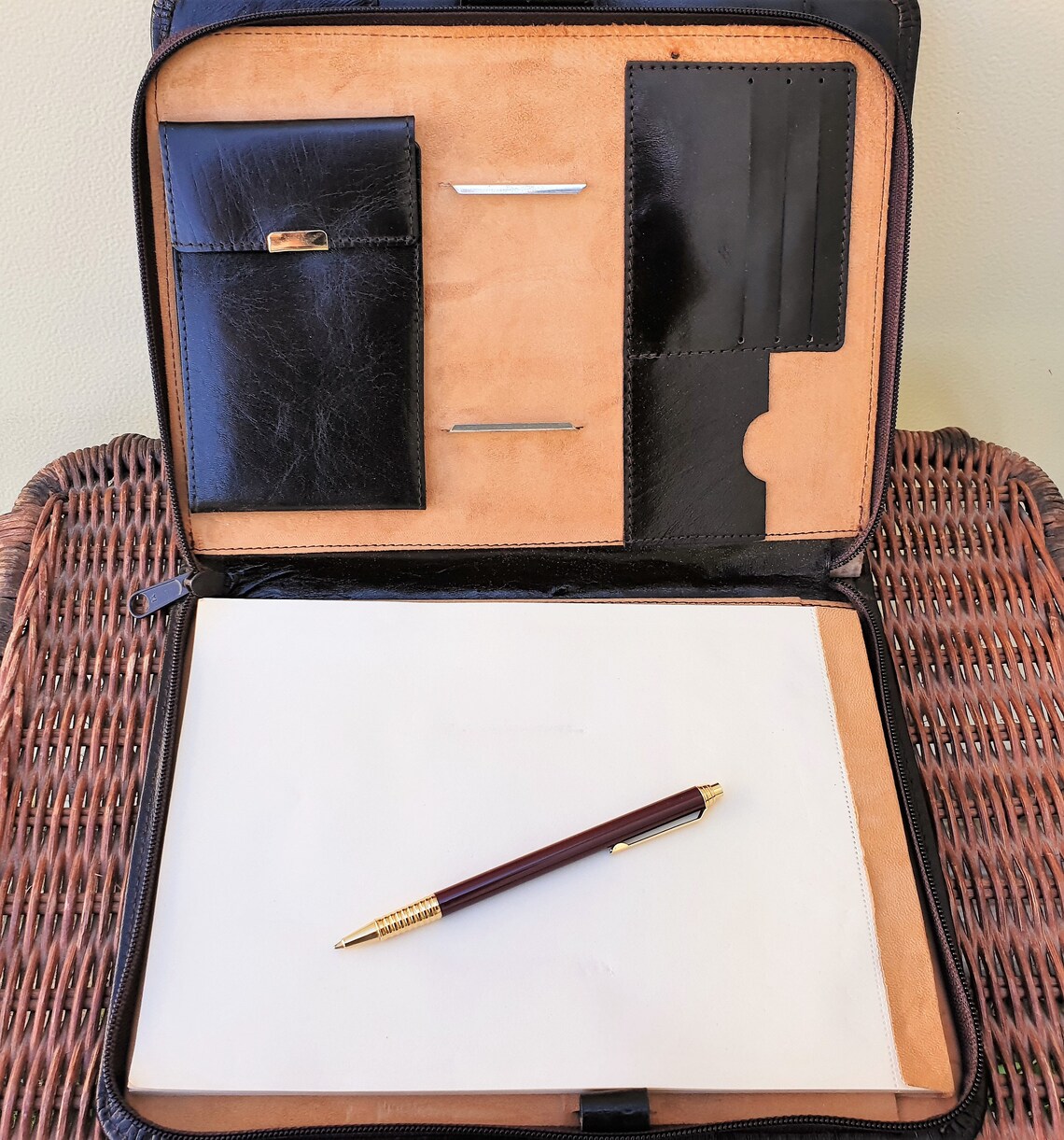 Vintage brown leather writing case Colli di Catone Winery Etsy