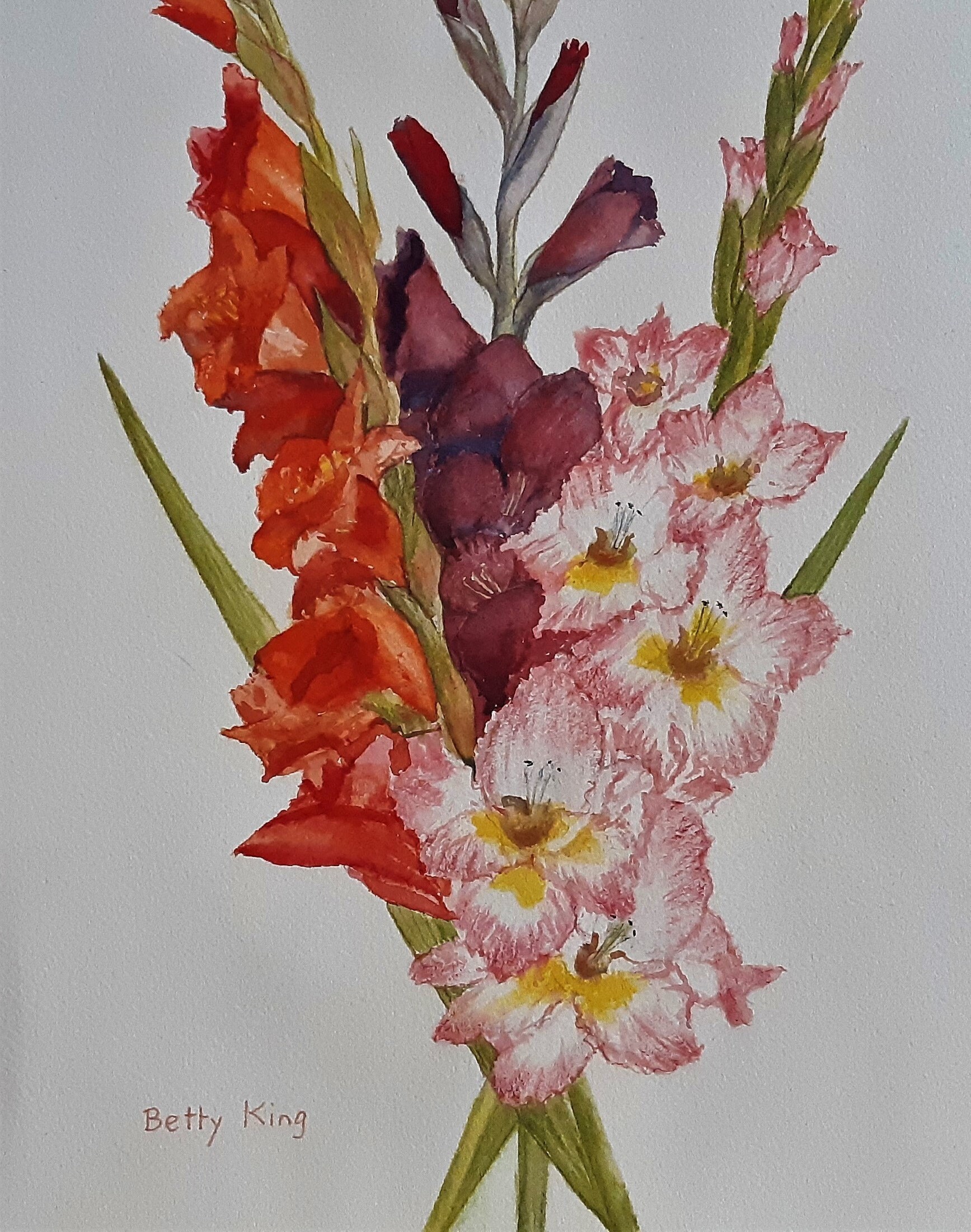 グラジオラスの花の静物画 オリジナル水彩画 - Etsy 日本