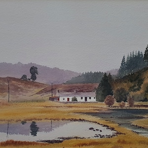Sarnau Lake, Gwydir Forest, Welsh Valley, Forest Cottage Landscape Original Watercolour Painting, Llyn Sarnau, Snowdonia National Park