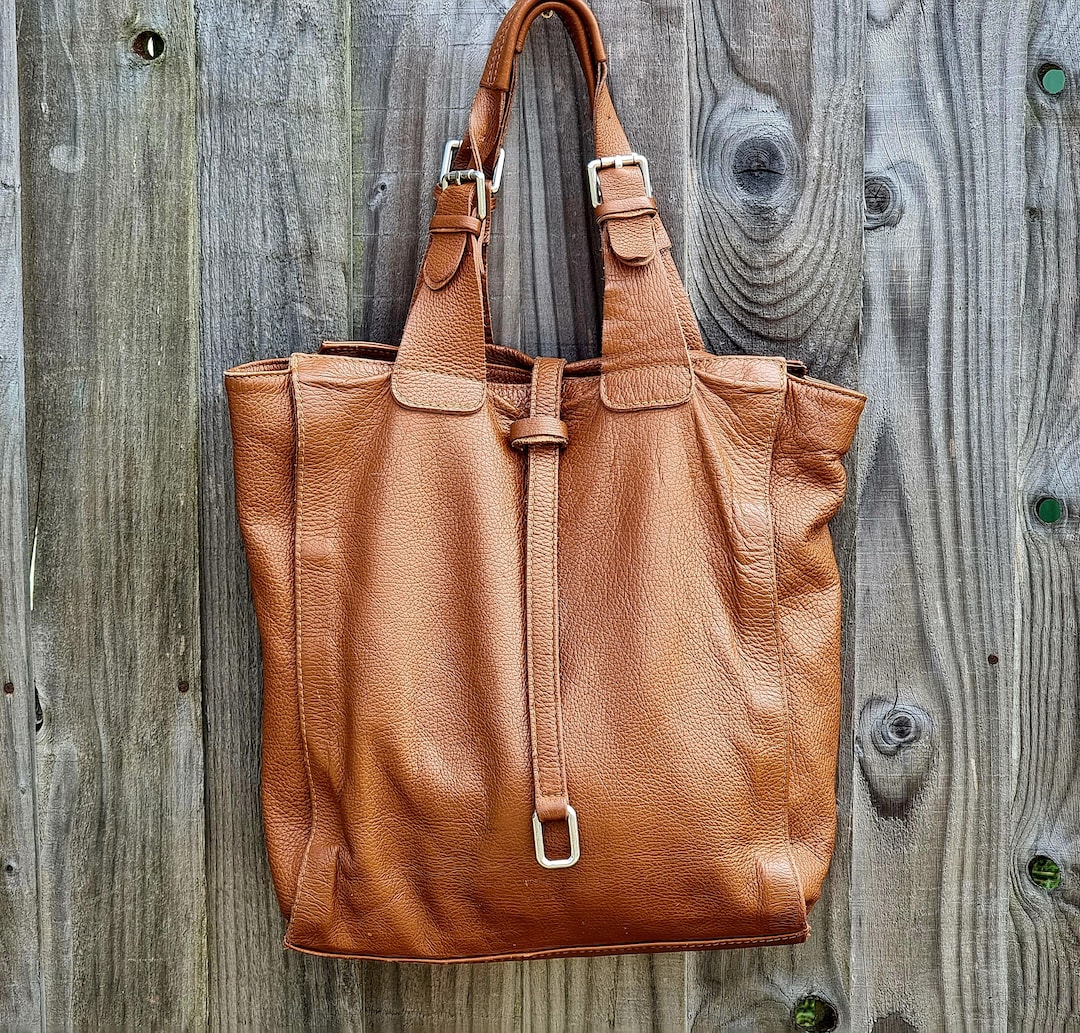 Vintage Jean Louis Scherrer Leather Tote Bag: Caramel Brown - Main Image