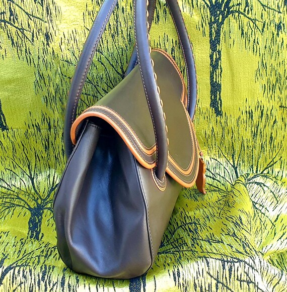 Brown leather top handle purse, Vintage Ciccia satche… Gem