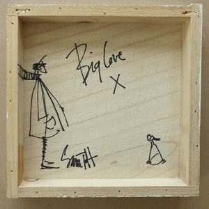 Sam Toft Original Drawing On Wood Panel Featuring 'Mustard' The Dog Signed By The Artist, Published Artist Original Illustration On Panel.