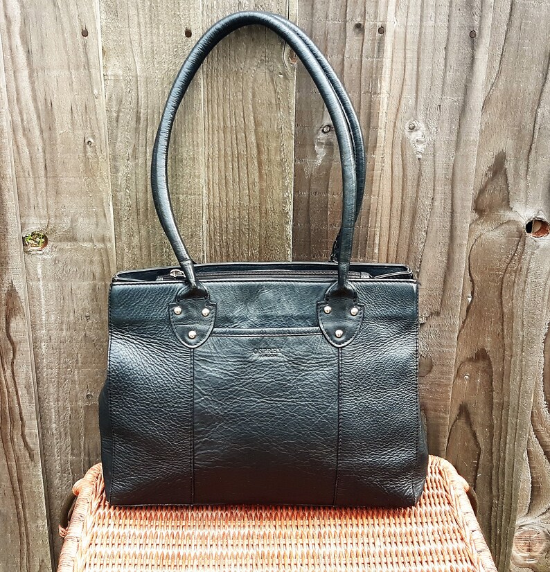 Osprey black leather tote shoulder bag Osprey London purse | Etsy