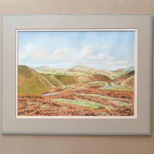 Shropshire, Long Mynd, England, Original Oil Pastel Landscape, Artist W. R. Wagstaffe, English Landscape Oil Painting, British Landscape Art