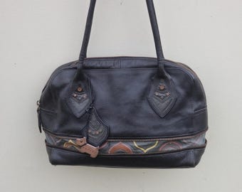 Radley London Black Leather Shoulder Bag, Hobo Bag, Zipped Accent, Scottie Dog Charm