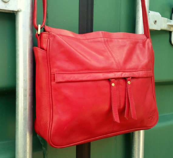 gigi red leather handbag