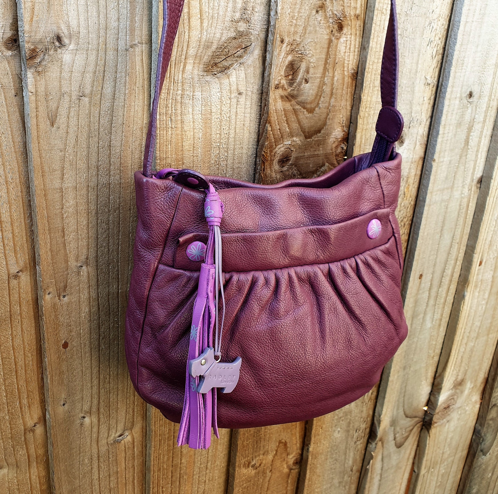 Radley purple leather cross body messenger bag soft leather Etsy