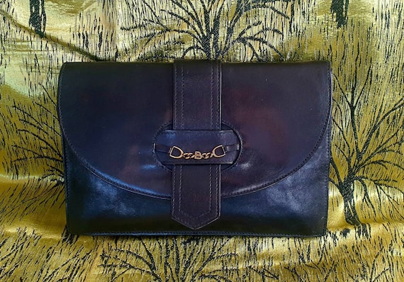 80s Bally Boutique Envelope Clutch Bag With Pigskin Lining. 
