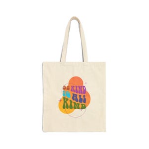 Kindness Cotton Canvas Tote Bag, Reusable Market Shopping Bag, Eco-Friendly Carryall, Inspirational Shoulder Bag
