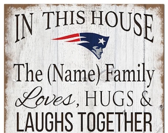 New England Patriots Sign Personalized In This House Sign 11"x19"