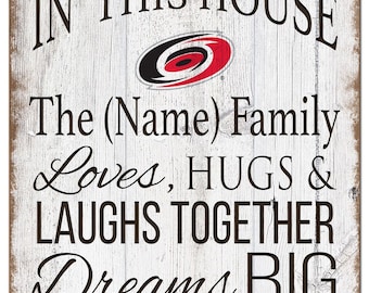 Carolina Hurricanes Sign Personalized In This House Sign 11"x19"
