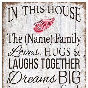 Detroit Red Wings Sign Personalized In This House Sign 11&quot;x19&quot;