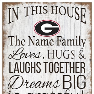 Georgia Bulldogs Sign Personalized In This House Sign 11&quot;x19&quot;