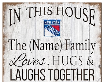 New York Rangers Sign Personalized In This House Sign 11"x19"