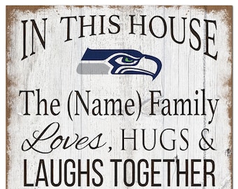 Seattle Seahawks Sign Personalized In This House Sign 11"x19"