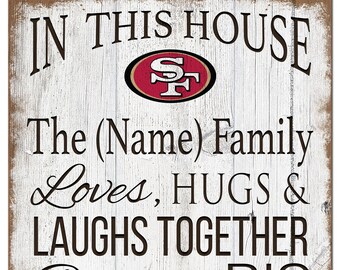 San Francisco 49ers Sign Personalized In This House Sign 11"x19"