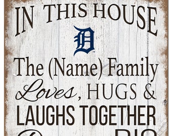 Detroit Tigers Sign Personalized In This House Sign 11"x19"