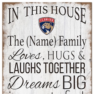 Florida Panthers Sign Personalized In This House Sign 11&quot;x19&quot;