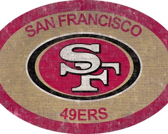 San Francisco 49ers Sign Wall Art 46" Distressed & Weathered Sign Team Color