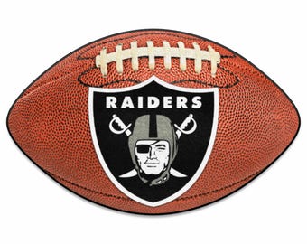 Las Vegas Raiders Mat Football Shaped Mat 21" x 32"