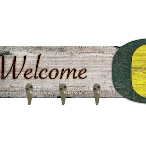 Oregon Ducks Welcome Coat Rack Coat Hanger 6&quot; x 24&quot;