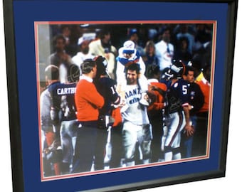 Foto autografiada de los New York Giants, 16 x 20, firmada por Simms, Burt y Landetta