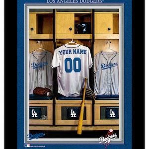 Los Angeles Dodgers Personalized Sign Locker Room Print Baseball FRAMED 14x18